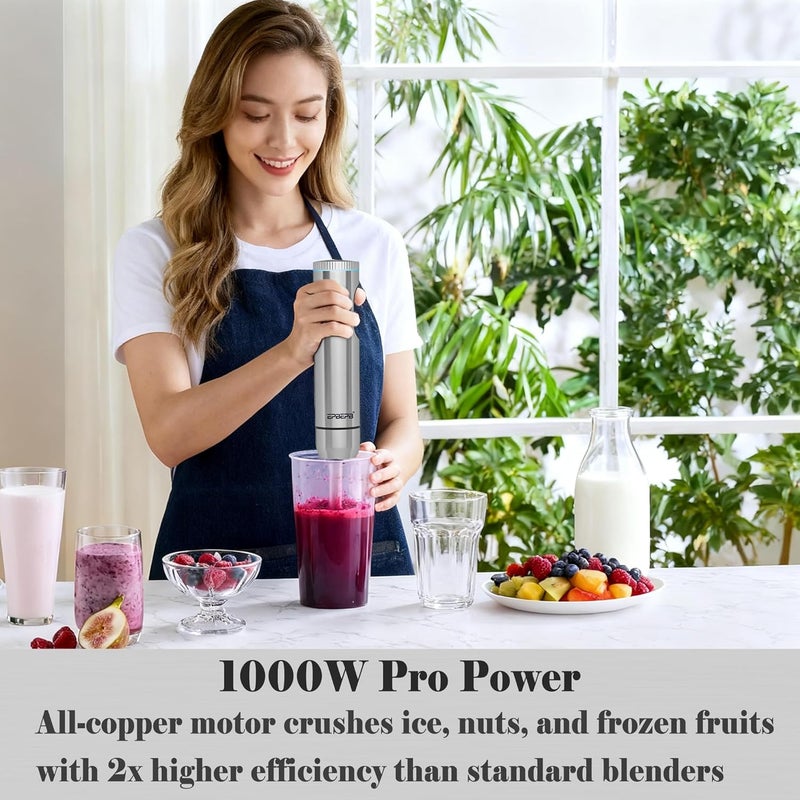 WEBUEP Handheld immersion Blender 11-Speed, 1000W Immersion Blender with Anti-Splash Design, Stainless Steel Blade for Blending Soup, Smoothies, Mayonnaise,Making Food Is More Convenient - Image 4